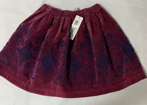 Fleur Des Champs Skirt 4/5 Girls Beet Purple Embroidered Velvet Skirt Kids NWT - Picture 1 of 7