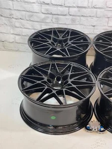 19" Wheels Rims Fit BMW Series 3 4 5 Gloss Black Staggered Set of 4 NEW - Picture 1 of 8