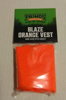 Blaze Orange Hunting Safety Vest Primos One Size Hook & Loop #PS6365 New Pack! - Image 1 of 3