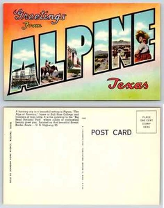 Alpine Texas ALPINE TRAIN BRIDGE COWBOY CATTLE Large Letters Postcard O499 - Picture 1 of 1
