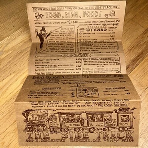 Vintage 1970's MENU. THE SIDE TRACK, 200 N. Broadway, NATCHEZ MISSISSIPPI - Picture 1 of 13