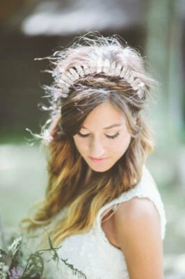 Natural Crystal Crown Raw Quartz Fesival Wedding Bridesmaid Gemstone Headband - Image 1 of 4