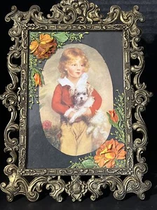 Vintage Ornate Hand Painted Brass Frame Master Simpson by A.W. Devis - Picture 1 of 12