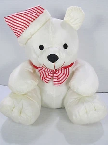 James Alex White Nylon Christmas Teddy Bear Plush Stuffed Animal Soft Toy 9" - Picture 1 of 7