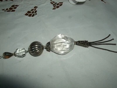 GIOIELLO CIONDOLO ARGENTO 925 STERLING QUARZO IALINO CRISTALLO DI ROCCA CM 17 - Immagine 1 di 4