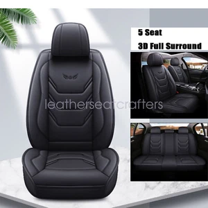 For Honda Leather Front & Rear Car Seat Covers 5-Seats Protectors Full Set Black - Picture 1 of 8