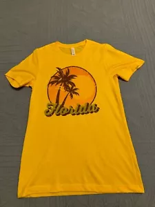 Florida Palm Trees Sun Beach Vacation Yellow T Shirt Size Small - Picture 1 of 6
