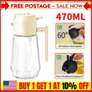 Glass 2In1 Olive Oil Sprayer Dispenser Cooking Baking BBQ Spray Bottle Kitchen~ - Picture 1 of 19