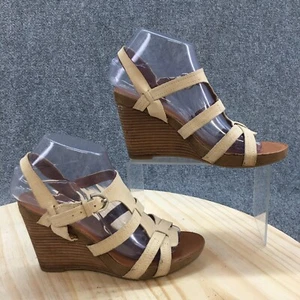 Franco Sarto Heels Womens 7 M Honouras Strappy Gladiator Wedge Beige Leather - Picture 1 of 22