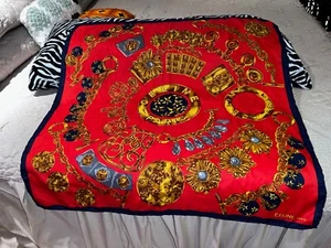 Vintage Celine Paris handgerollte Kanten Ketten, Sterne, Strass Design Seidentuch - Bild 1 von 8