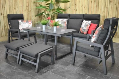 George Town verstellbares Aluminium Dining Lounge Set, 3er mit Esstisch und 2... - Bild 1 von 4