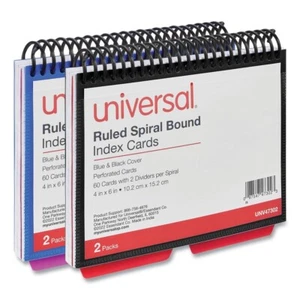 Universal 47302 4x6 Ruled Spiral Bound Index Card - White (120/PK) New - Picture 1 of 6