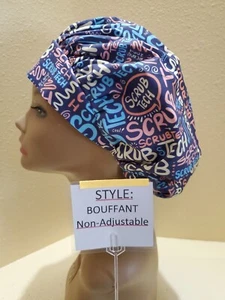 Scrub Tech Scribble NC Bouffant Women's Surgical Scrub Hat/Cap Handmade - Picture 1 of 5