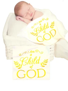 Baby Boy Girl Receiving Blanket Christian Baptism Soft Swaddle Gift Nurse Towel - Picture 1 of 9