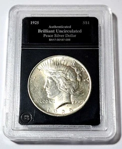Bradford Exchange Authenticated BU 1925 Peace Silver Dollar - Picture 1 of 4