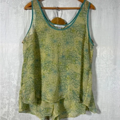 Cacique Sleep Shorts 18 20 Green Blue Floral Sheer Pajama Bottoms - Image 1 of 4