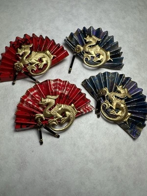 4 HAND HELD ORIENTAL FANS Dragon 🐉 Brooches Pendant 2.” - Image 1 of 4