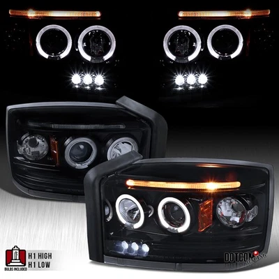 Fit For Dodge Dakota 2005-2007 05-07 Black Smoke LED Halo Projector Headlights L Foto 1 de 4