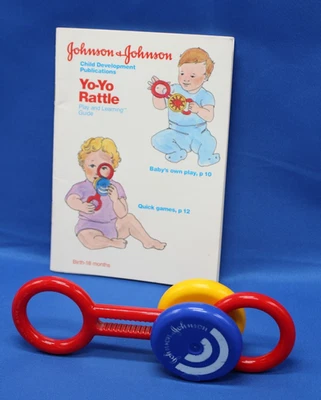 Винтажная развивающая сенсорная игрушка погремушка Johnson & Johnson Yo-Yo основных цветов - Изображение 1 из 4