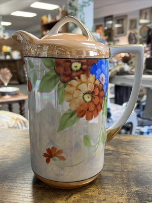 Vtg Antique Noritake Sakura Teapot Floral Porcelain Lusterware Gold Trim 1920s - Image 1 of 4