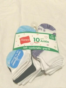 NEW 10 Pairs Small (6-10) Hanes Girls Ankle Socks - Picture 1 of 5