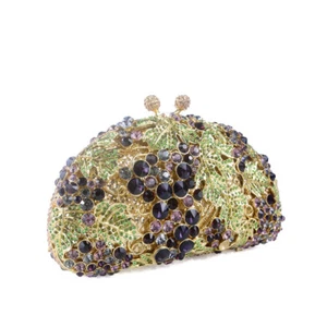 Lujo Cristal Diseño Único Diamante Estrás Bolso de Mano Bolso de Embrague Cadena de Oro - Imagen 1 de 2