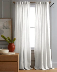 ¡NUEVO CON ETIQUETAS! ¡Juego de 2 paneles cortinas filtrantes blancas de lino Quince! 48"x 96" (C112) - Imagen 1 de 11