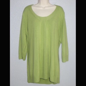 Avenue Design - Green / Celery / Moss - Women's 3/4 Sleeve Sweater 4X - EUC - Picture 1 of 4