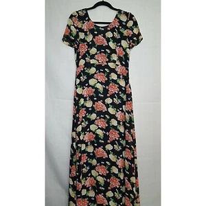 Vintage Laura Ashley Midi Maxikleid schwarz geblümt Gr. 6 Kurzarm Sommer - Bild 1 von 11