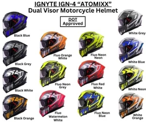 Casco de motocicleta Ignyte IGN-4 ATOMIXX cara completa doble visera certificado DOT - Imagen 1 de 100
