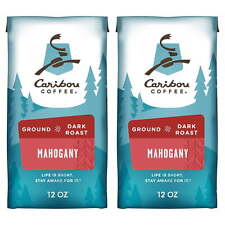 (2 pack) Caribou Coffee Mahogany Blend Ground Coffee, Premium Dark Roast
