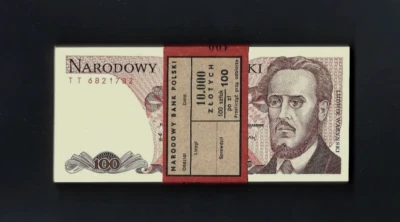 POLAND 100 Zlotych P-143 1988 x 50 Pcs Lot UNC PACK BUNDLE Polish Currency NOTE - Image 1 of 3