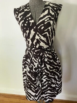 Classiques Entier Zebra Print Dress Brown and Ivory with Belt and Pockets Sz S - Image 1 of 4