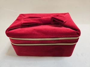 2024 Estee Lauder Red Velvet Holiday Beauty Box CASE ONLY Bow Handle 11"x8" - Picture 1 of 11