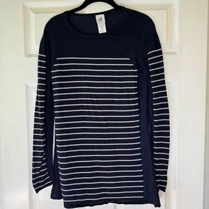 CAbi Regiment Navy Blue Gray Striped Lightweight Sweater Size M style #3367 EUC - Picture 1 of 9