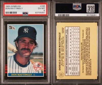 1985 Donruss Baseball #295 Don Mattingly 2nd Year New York Yankees PSA 6 - Image 1 of 3
