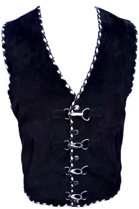 Motorcycle Buckle Vest Suede Rider Waistcoat Braided Touring Biker Suede Vest - Bild 1 von 6
