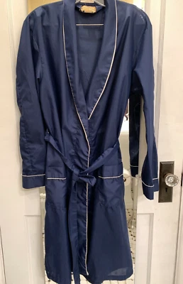 RABHOR Bata Ligera Salón Fumar Chaqueta Índigo Azul Marino Cinturón Mediano De Colección Foto 1 de 4