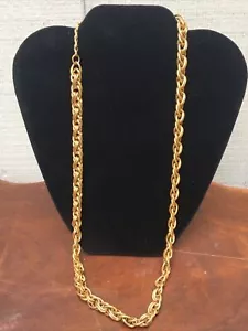 Heavy/Chunky Yellow Gold Plated Rope Braided Chain Necklace 26" Length - Picture 1 of 7