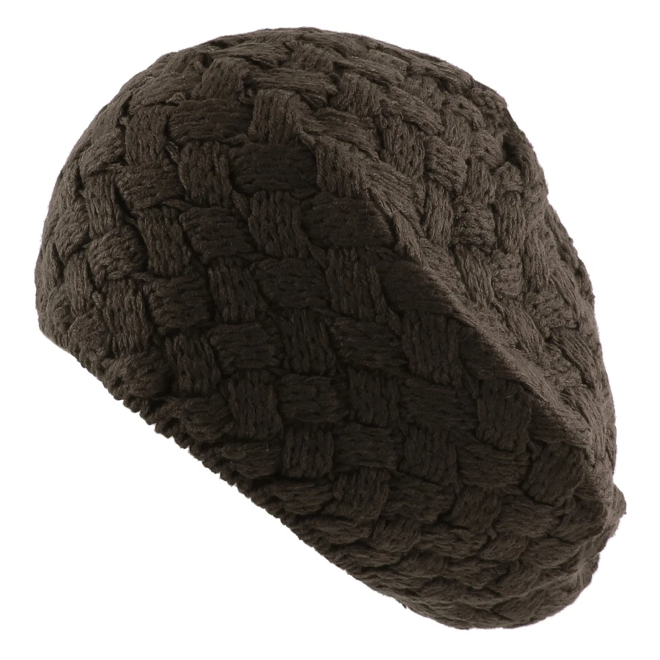 Basket Weave Stitch Knit Slouchy Beret Warm Winter Ski Packable Hat Women's - Image 1 of 1