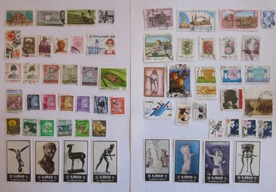 60 Asian stamps used, Israel, India, Japan, Ajman,Thailand, Saudi,Hong Kong,etc - Image 1 of 3