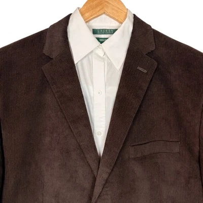 Lauren Ralph Lauren Men 48L Brown Corduroy Sport Coat Blazer Elbow Patches - Image 1 of 4