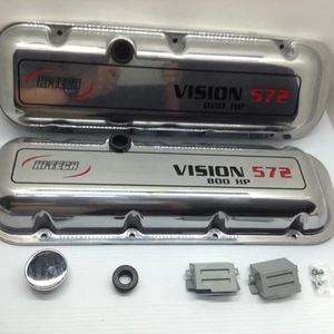 CUSTOM Polished Aluminum Chevy BBC Valve Covers Baffled & Perimeter Bolt 572 - Bild 1 von 6