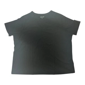 Lands' End Supima Cotton V-Neck Tee 1X 16W-18W Black Short Sleeve T-Shirt - Picture 1 of 5