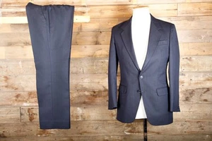 Vintage Tailored Fit Anzug 38R 32W 30L marine gestreift Wolle - Bild 1 von 10