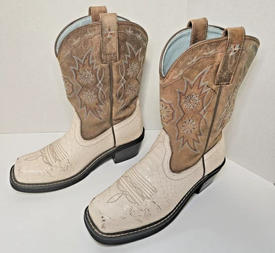 Ariat Women's Boots Snakeskin & Brown Embroidered Suede Western Cowgirl Sz 8B - Image 1 of 4