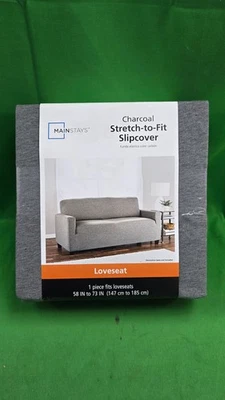 Funda de sofá Mainstays elástica mezcla de algodón, gris carbón NUEVA (E10) Foto 1 de 3