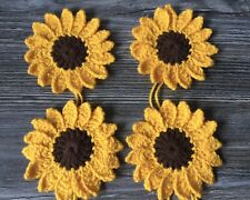 Appliqué Flowers- Pack Of 4 Large Hand Crochet Sunflower