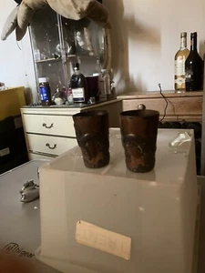 Pair Of Metal Cups With Chinese Dragons  - Picture 1 of 14