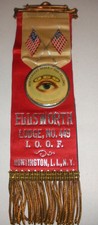 Antique Independent Order Odd Fellows IIOF 449 memoriam medal ribbon Huntington